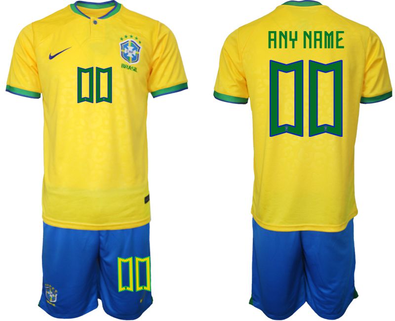 Men 2022 World Cup National Team Brazil home yellow customized Soccer Jerseys